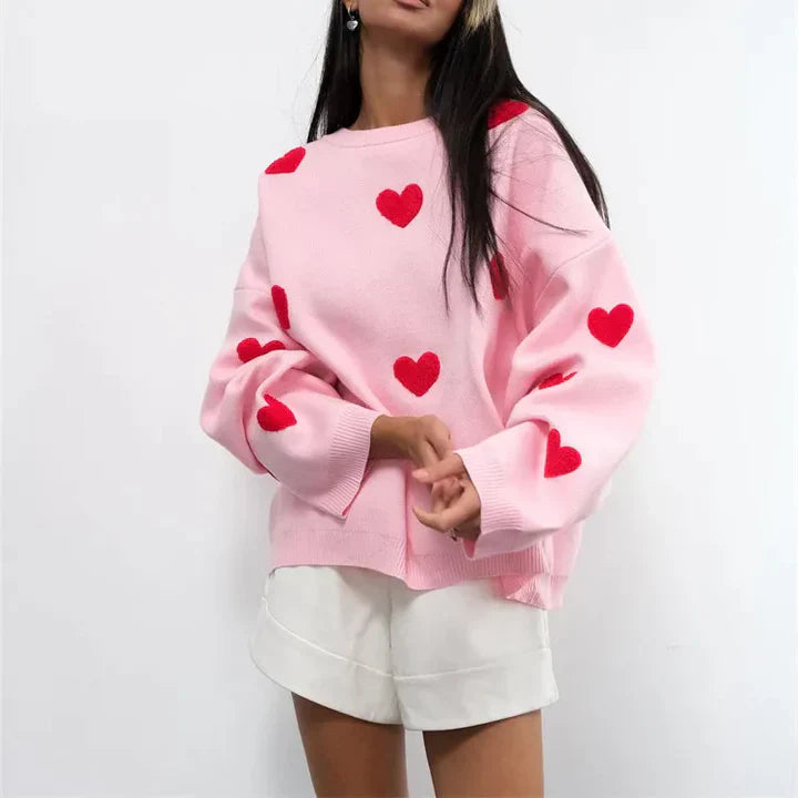 Abigail™ - Heart Pattern Knitted Sweater