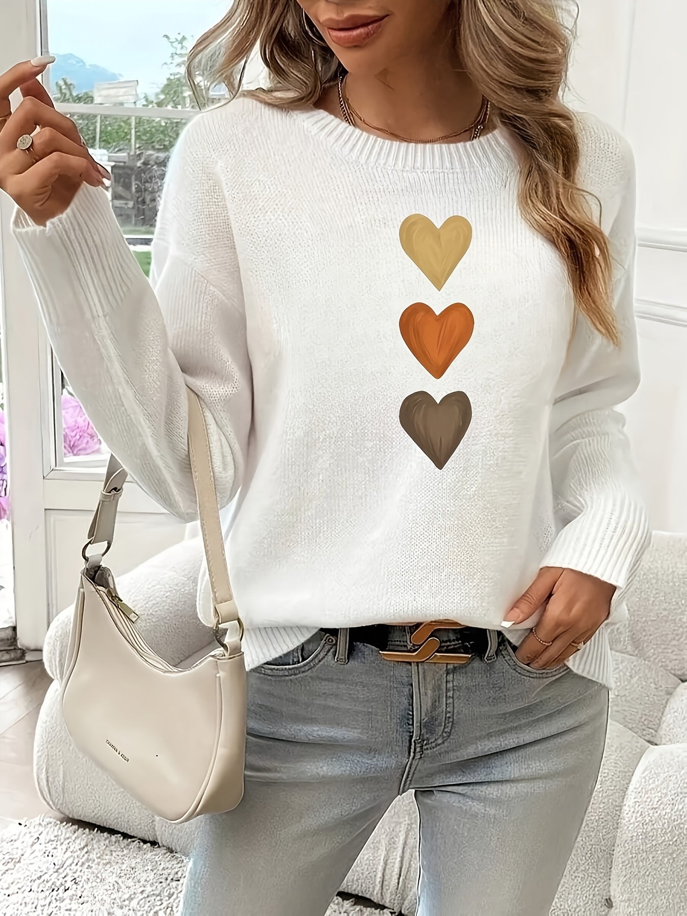 Madelyn™ - Elegant Geometric Heart Sweater