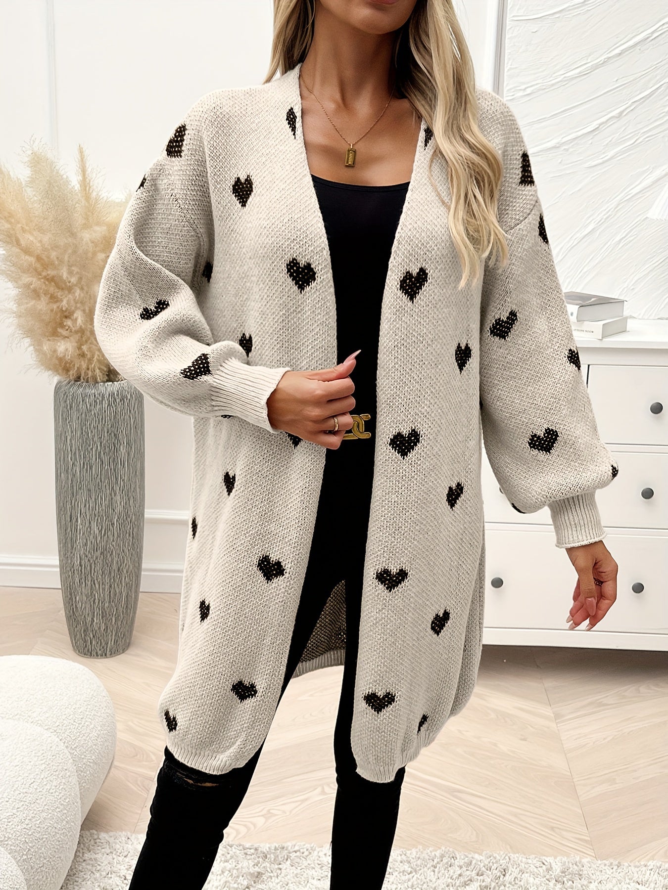 Rochelle™ - Heart Pattern Knit Cardigan