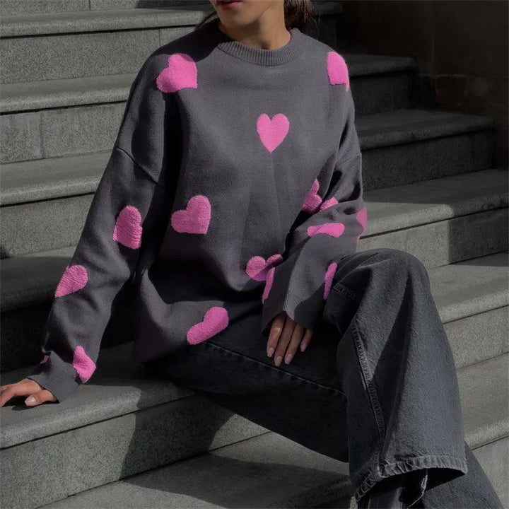 Abigail™ - Heart Pattern Knitted Sweater