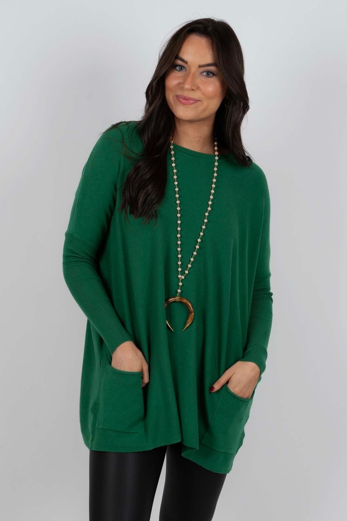 Chanel™ - Women's Long Sleeve Tunic Sweater with Pockets