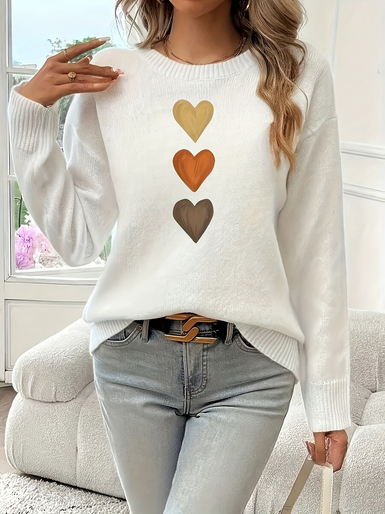 Madelyn™ - Elegant Geometric Heart Sweater