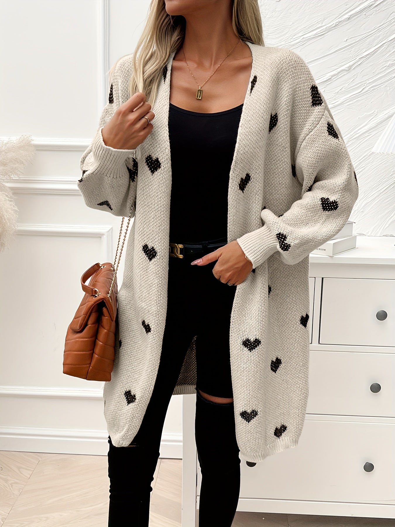 Rochelle™ - Heart Pattern Knit Cardigan