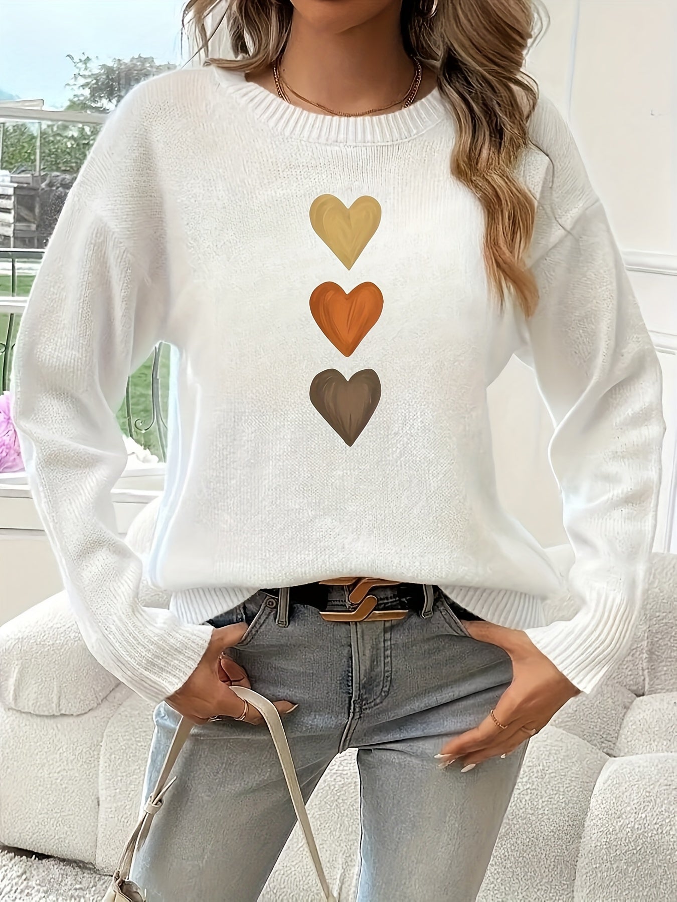 Madelyn™ - Elegant Geometric Heart Sweater