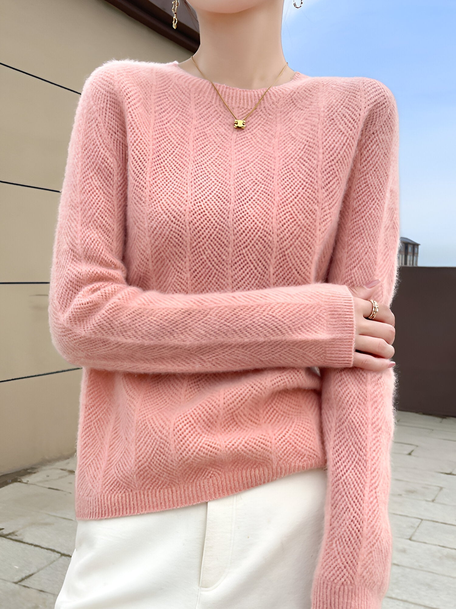 Mika™ - Merino wool sweater with elegant cutouts