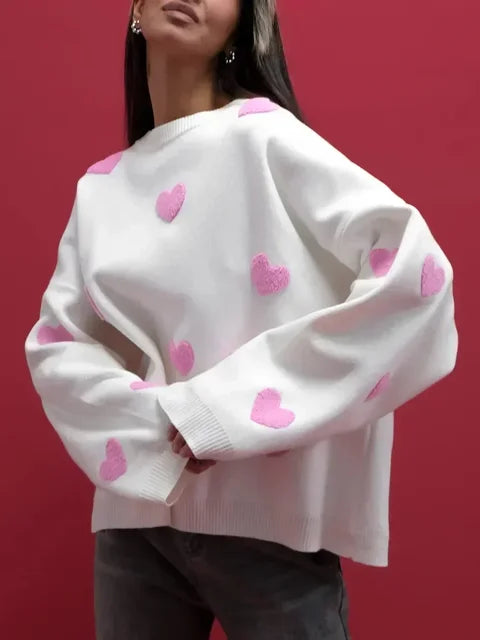 Abigail™ - Heart Pattern Knitted Sweater