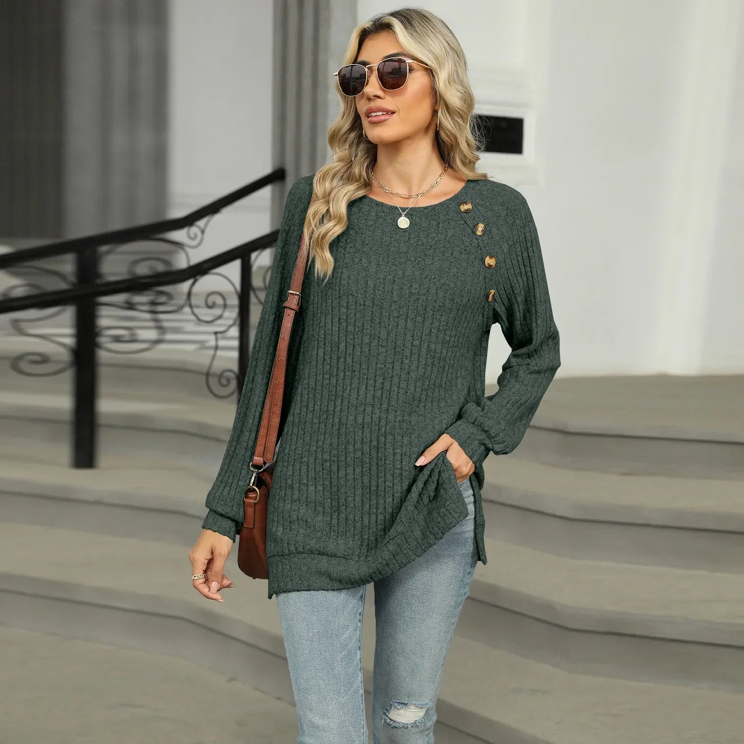 Aline™ - Elegant women's sweater with decorative buttons
