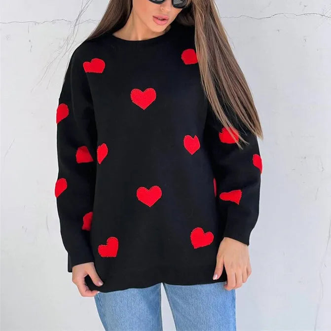 Abigail™ - Heart Pattern Knitted Sweater