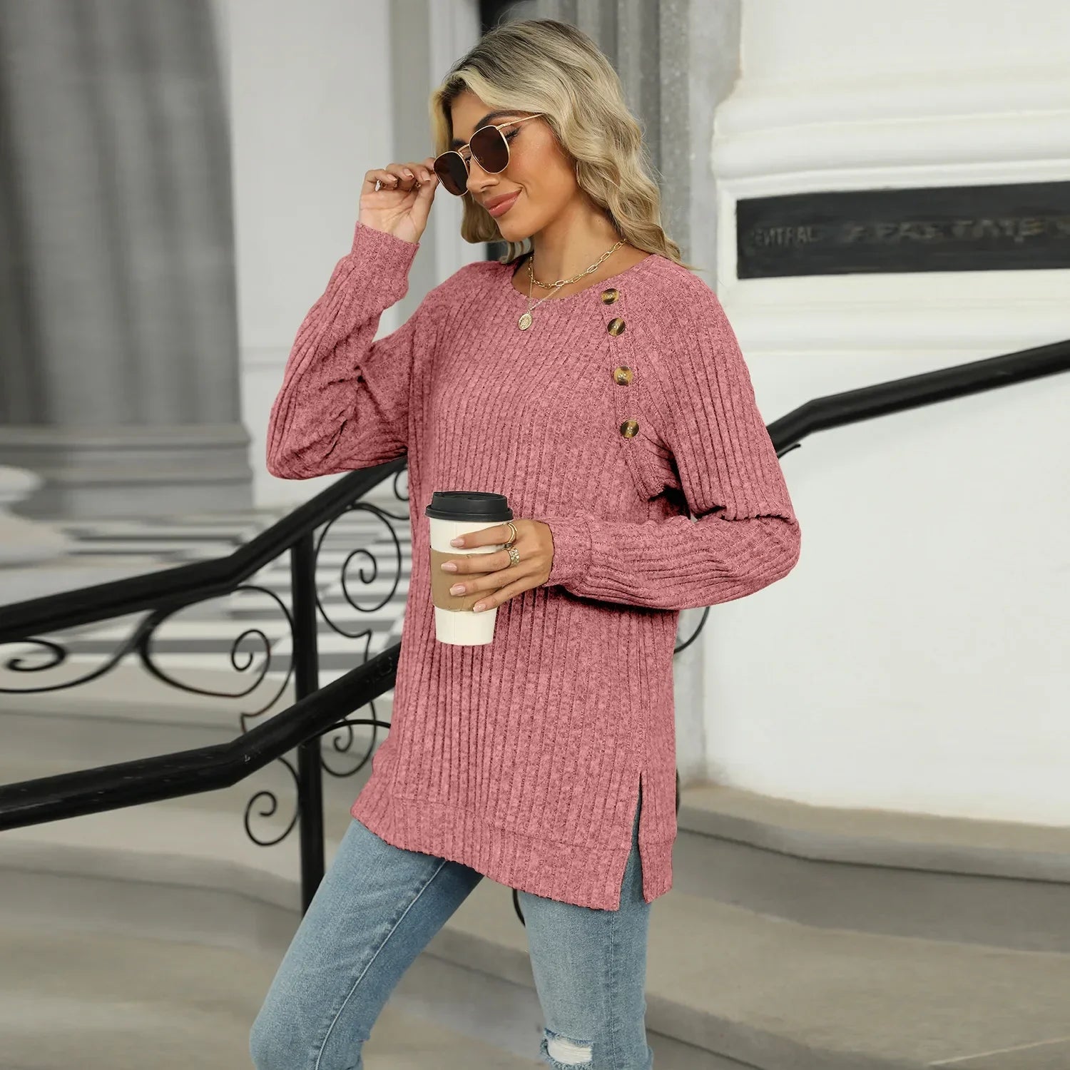 Aline™ - Elegant women's sweater with decorative buttons