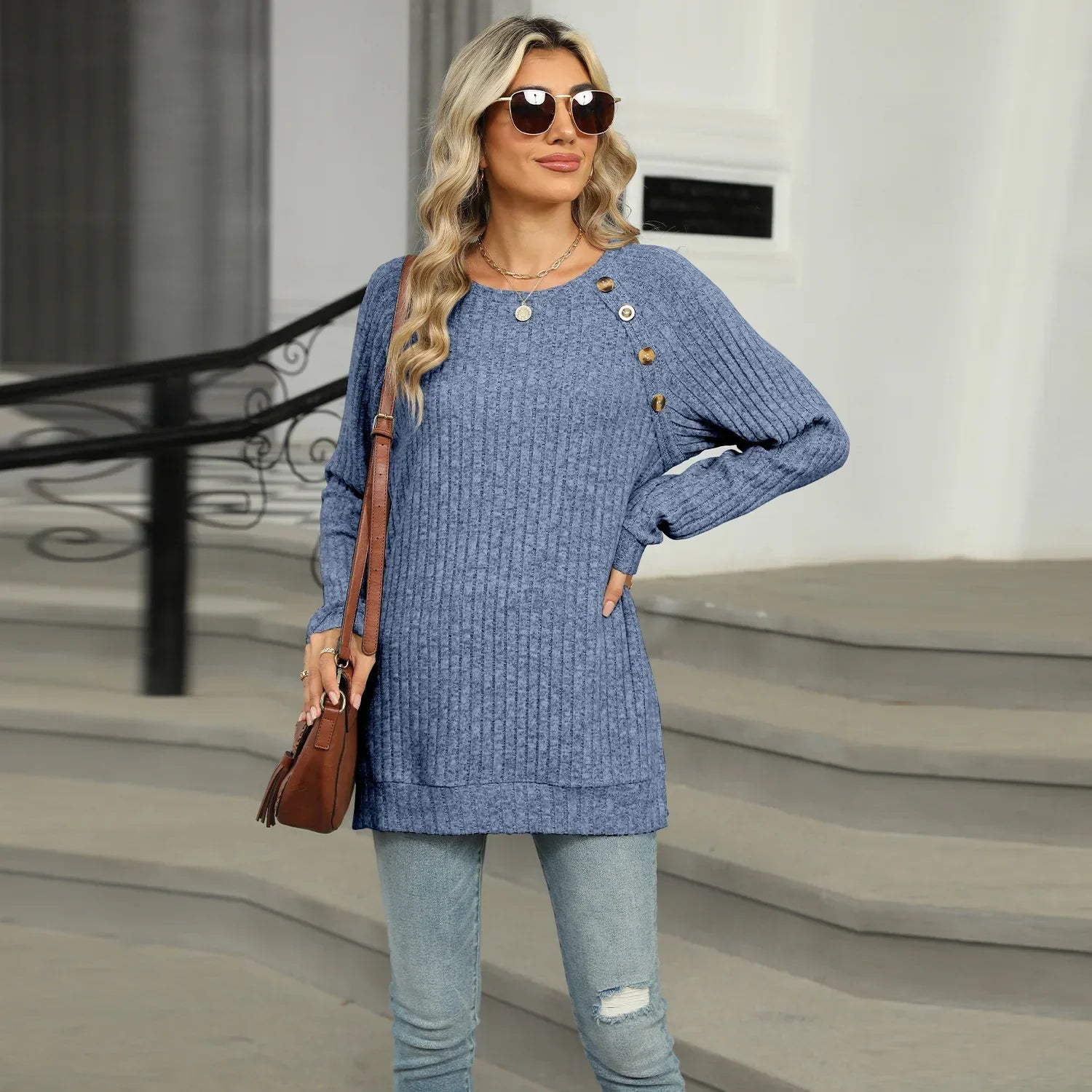 Aline™ - Elegant women's sweater with decorative buttons