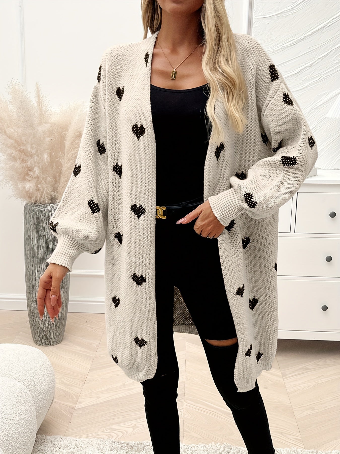 Rochelle™ - Heart Pattern Knit Cardigan