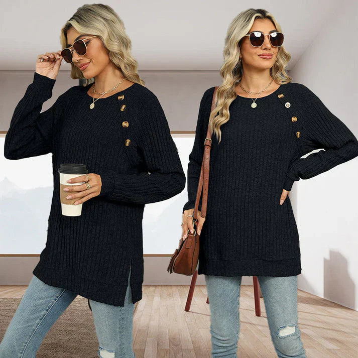 Aline™ - Elegant women's sweater with decorative buttons